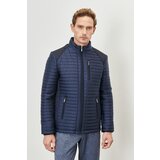 Altinyildiz classics Men's Navy Blue Standard Fit Normal Cut Standing Collar Shoulder Detailed Winter Coat.