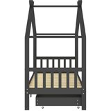  Otroški posteljni okvir s predali temno siva borovina 90x200 cm, (20650856) | Shoptok.si