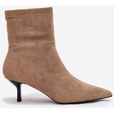 Boto Insulated Women's Ankle Boots Heeled Eco Suede Beige Belisse | Shoptok.si