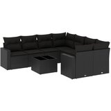 Maison Chic Seti vrtnega pohištva - Vrtna garnitura - Vrtni pohištvo set 9-delna z blazinami črn poli ratan, (21804216) | Shoptok.si