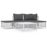 Maison Chic Seti vrtnega pohištva - Vrtna garnitura - Vrtni pohištvo set 5-delna z blazinami belo jeklo, (21819594) | Shoptok.si