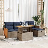  6-dijelni set vrtnih sofa poliratan i bagrem s jastucima sivi | shoptok.hr