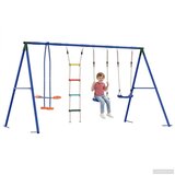  Set vanjskih ljuljački Šareni Čelik i PE - Plava 2x ljuljačka + ljestve + klizač | shoptok.hr