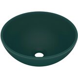  Luksuzni okrugli umivaonik mat tamnozeleni 32,5x14 cm keramički | shoptok.hr
