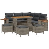 vidaXL 9 Dijelni Set Sofa za Vrt s Jastučićima Siva Poliratan Akacija, 4 Dijelni Vrtni Set za Blagovanje s Jastučićima Siva Poliratan Akacija | shoptok.hr