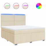 vidaXL Box spring postelja z vzmetnico krem 180x200 cm blago, (21305633) | Shoptok.si