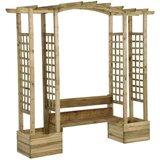  Vrtna pergola s klopjo in koriti impregnirana trdna borovina, (20758585) | Shoptok.si