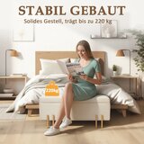  Tapecirana klupa s prostorom za pohranu klupa-prsa pjena metal kaučukovo drvo 100 x 40 x 42 cm bež | shoptok.hr