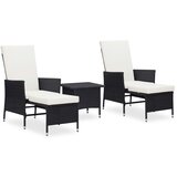 Maison Chic Seti vrtnega pohištva - Vrtna garnitura - Vrtni pohištvo set z blazinami 3-delna poli ratan črna, (21797628) | Shoptok.si