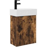 vidaXL Kopalniška omarica s tapo Dimljen hrast 45,5 x 22,5 x 84 cm, (5000245756) | Shoptok.si