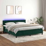  Krevet box spring s madracem LED tamnozeleni 180x200 cm baršun | shoptok.hr