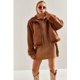 Bianco Lucci Women's Shearling Side Pockets Welt Suede Coat | Eponuda.ba