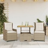 vidaXL Bistro garnitura 3-delna z blazinami bež poli ratan | Shoptok.si