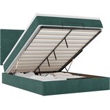 vidaXL Ottoman krevet s madracima i LED diodama tamnozeleni 140x190 cm baršun - Tamnozelena 140 x 190 cm Blok s kvadratima | shoptok.hr