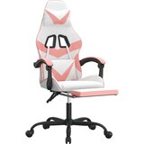  Gaming stol z oporo za noge belo in roza umetno usnje, (21378520) | Shoptok.si