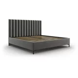 Mazzini Beds Sivi tapecirani bračni krevet s prostorom za odlaganje s podnicom 180x200 cm Casey –