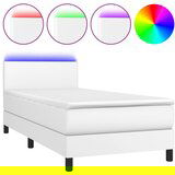 Maison Chic Box spring postelja - Vzmetna postelja z vzmetnico LED bela 80x200 cm umetno usnje SL9017, (21904826) Cene