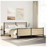 vidaXL Kovinski posteljni okvir brez vzmetnice sonoma hrast 183x213 cm Cene