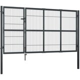 vidaXL Vrtna vrata s stebrički jeklo 350x140 cm antracitna | Shoptok.si