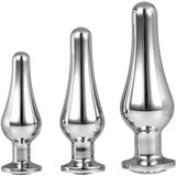 DREAMTOYS Gleaming Love - komplet dilda s analnim vrhom - srebrni (3 dijela) | shoptok.hr