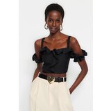 Trendyol Crop Top - Black - Plain Cijene