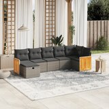 Maison Chic Seti vrtnega pohištva - Vrtna garnitura - Vrtni pohištvo set 7-delna z blazinami siv poli ratan, (21802136) | Shoptok.si