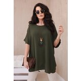 Kesi Włoski Oversized blouse with pendant khaki Cijene