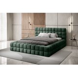 ELTAP Temno zelena oblazinjena zakonska postelja s prostorom za shranjevanje z letvenim dnom 140x200 cm Dizzle – | Shoptok.si