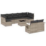 vidaXL Vrtna sedežna garnitura 10-delna z blazinami sv. siv poli ratan, (21411175) | Shoptok.si
