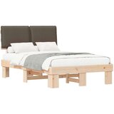vidaXL Posteljni okvir z oblazinjenim vzglavjem Taupe 120 x 200 cm | Shoptok.si