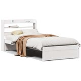  Posteljni okvir z vzglavjem bel 75x190 cm trdna borovina, (21304038) | Shoptok.si