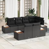 vidaXL set od 7 komada vrtnih kauča s jastučićima crni poliratan acacia | shoptok.hr