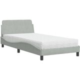  The Living Store Postelja z vzmetnico svetlo siva 100x200 cm žamet - Postelja, (21493067) | Shoptok.si