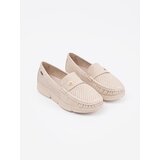 GOODIN Light beige openwork loafers with a gold element | Shoptok.si