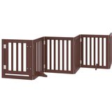 vidaXL Ograda za pse z vrati zložljiva 9 panelov rjava 450 cm les | Shoptok.si