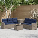  Set sofe 8 kom. Siva i tamnoplava Poli Rattan i čelik | shoptok.hr