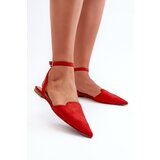 Boto Lace-up ballerina flats in red faux suede with pointed toes Ellesara | ePonuda.com