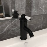 vidaXL Kopalniška armatura za umivalnik črna 130x180 mm Cene