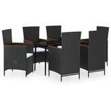  Vrtna garnitura - 6-dijelni vrtni blagovaonski set s jastucima crni Crna i smeđa 6 | shoptok.hr