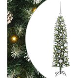 vidaXL Umjetno vitko božićno drvce s stalakom Zelena i bijela 120 cm | shoptok.hr