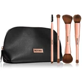 Notino Luxe Collection Double sided brush set with cosmetic bag Set čopičev s torbico