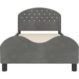  Otroški posteljni okvir z vznožjem Temno siva 80 x 200 cm Žamet, (5000104555) | Shoptok.si