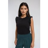 Marisse Black Blouse With Ruffles On The Shoulders Cene