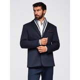 Ombre Men's knitted jacket with a fitted cut - navy blue Cene