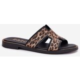 Zazoo Leather Flat Slippers With Leopard Print | ePonuda.com