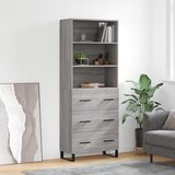 vidaXL Visoka komoda siva sonoma 69,5x34x180 cm inženirski les | Shoptok.si