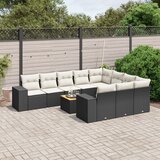  The Living Store Vrtna sedežna garnitura 11-delna z blazinami črn poli ratan - Vrtna Sedežna Garniture, (21478817) | Shoptok.si