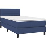  Box spring postelja z vzmetnico LED modra 100x200 cm blago | Shoptok.si