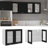 vidaXL Viseča steklena omarica črna 80x31x60 cm iverna plošča Cene