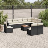  11-dijelni set vrtnih sofa od poliratana s jastucima crni Crna | shoptok.hr